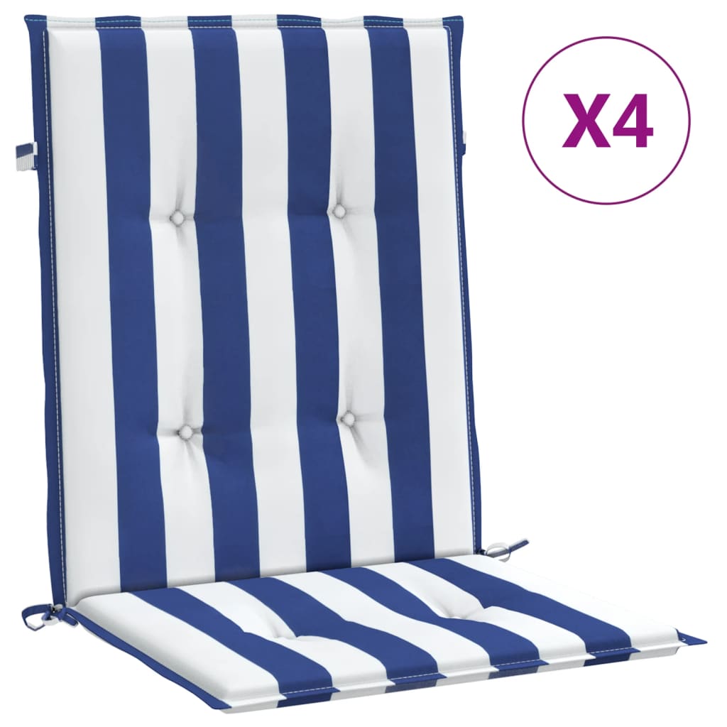 Cojines para Silla con Respaldo Bajo Vidaxl 4 Uds - Azul y Blanco, Verde y Rosa, Blanco y Verde