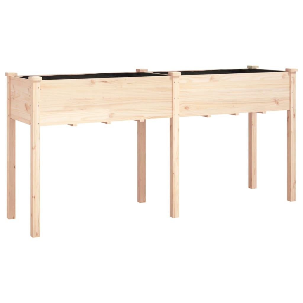 vidaXL Jardinera con forro madera maciza de abeto 161x45x76 cm Color Marrón claro,  Marrón,  Gris y mas