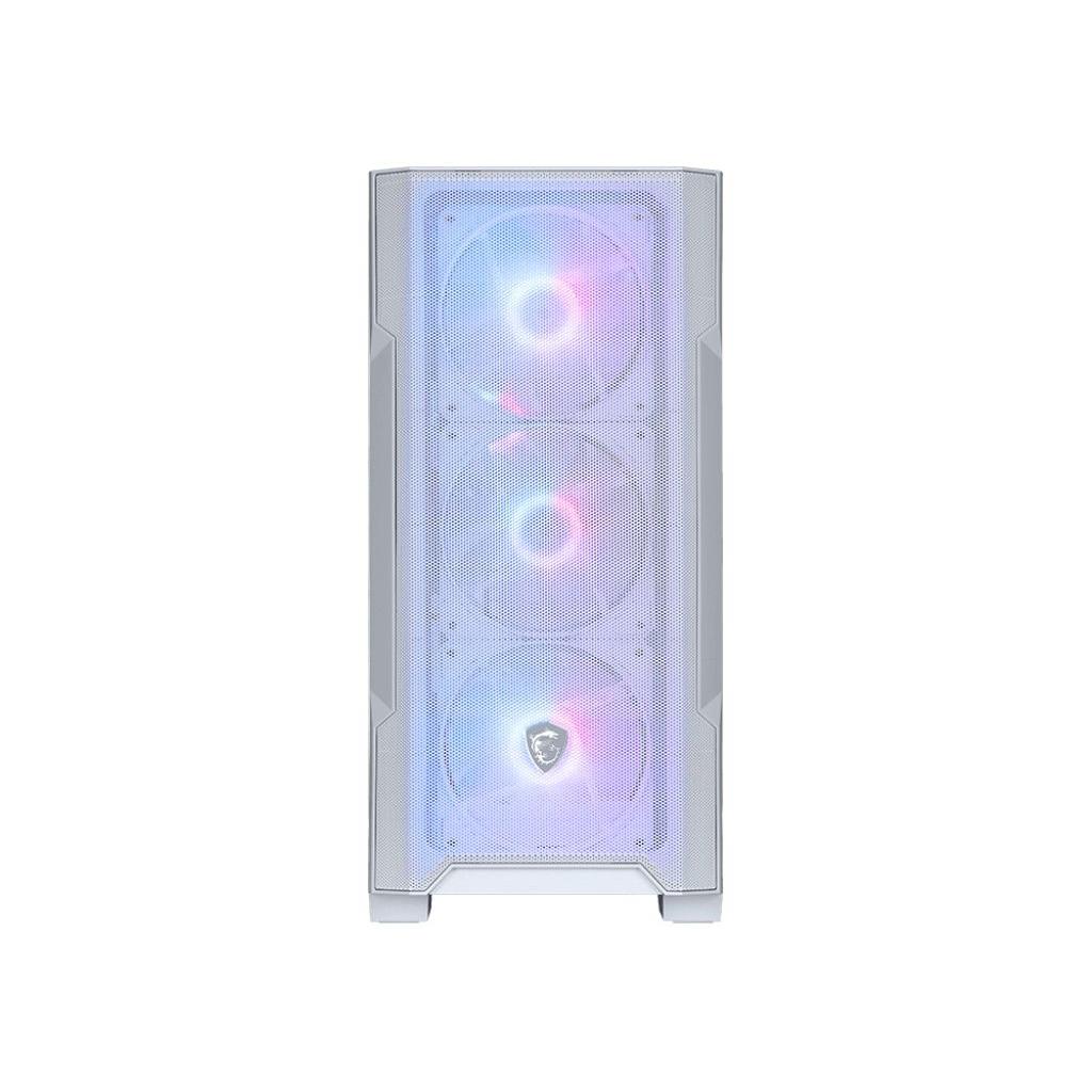 MSI - Caja para PC MAG Forge M100R tipo Midi Tower blanca con panel lateral de vidrio templado, compatible con placas micro ATX y Mini-ITX, refrigeración con hasta 3 ventiladores frontales de 120 mm y RGB integrado