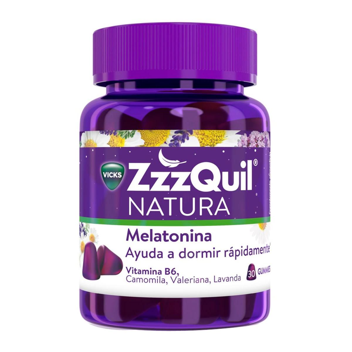 ZzzQuil NATURA Gominolas para Dormir con Melatonina, Camomila, Valeriana y Lavanda - 30 Unidades