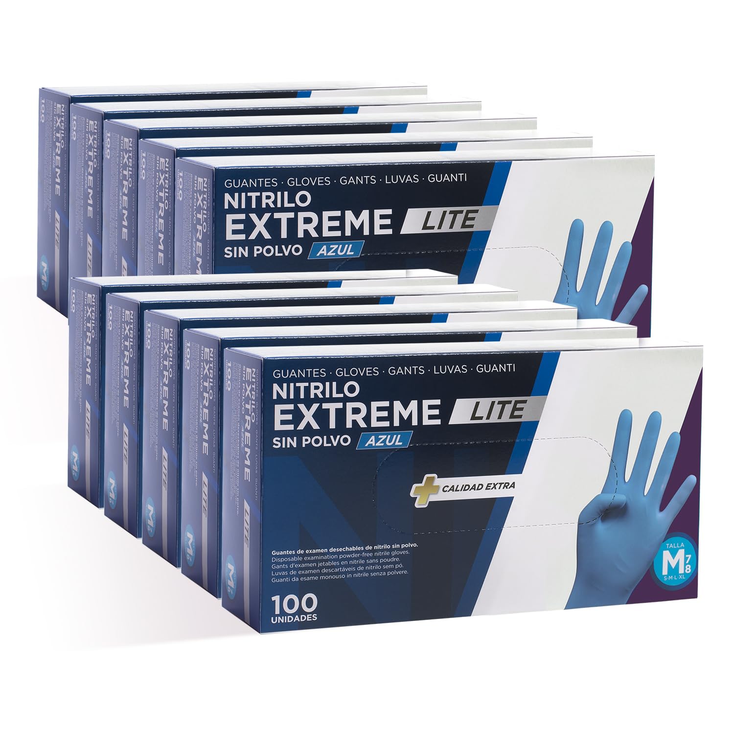 Guantes Nitrilo Resistentes Com-Fort House - Color Azul - Colección Extreme Lite