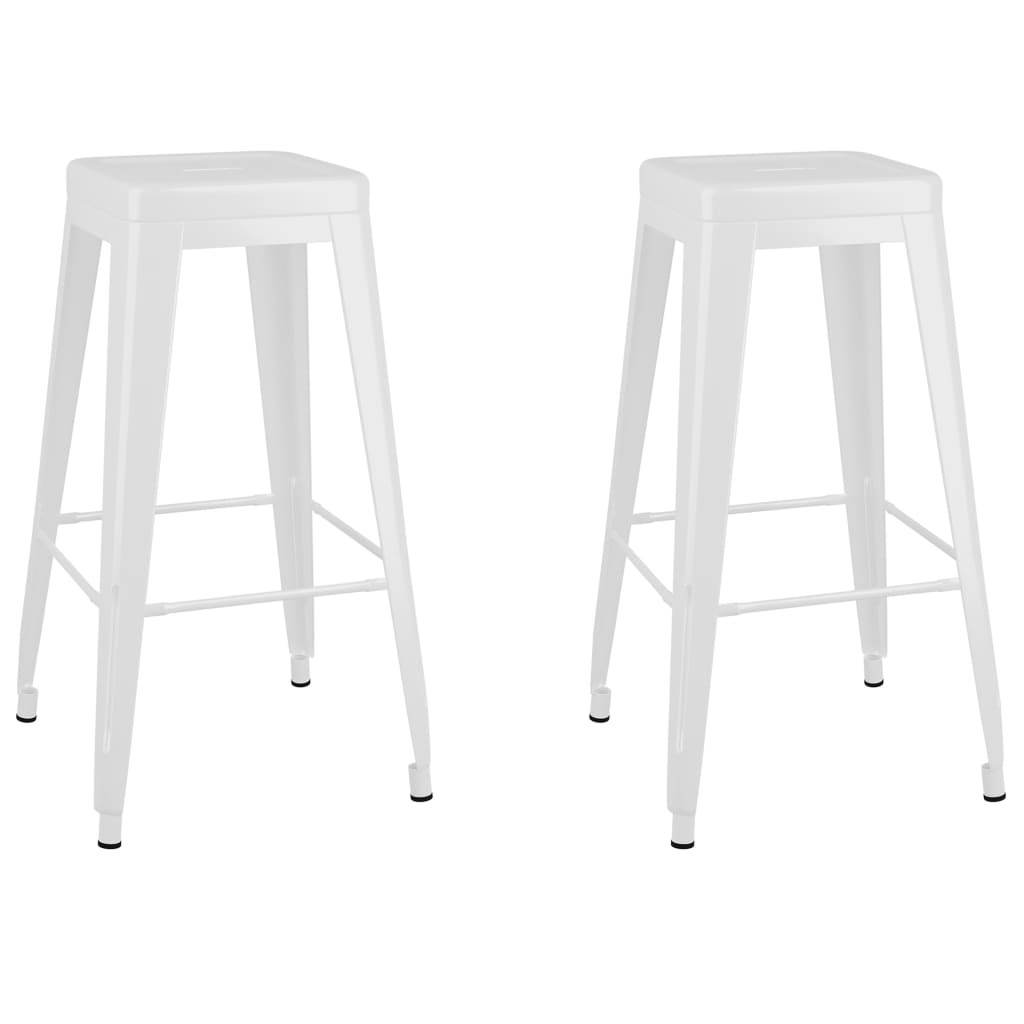 vidaXL Taburetes de bar apilables 2 unidades de metal en color Negro/Blanco | cómodas modernas ergonómicas para comedor cocina salón hogar