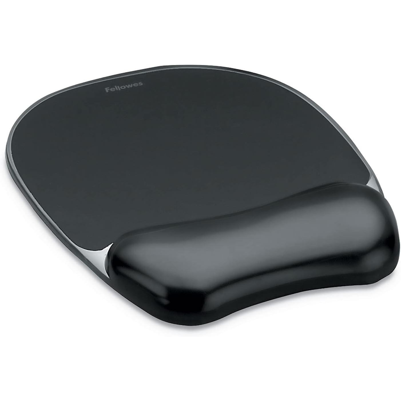 Fellowes Alfombrilla Con Reposamuñecas Ergonómico de Gel Para Ratón, Negro, Custom Mouse Pad, Base Antideslizante