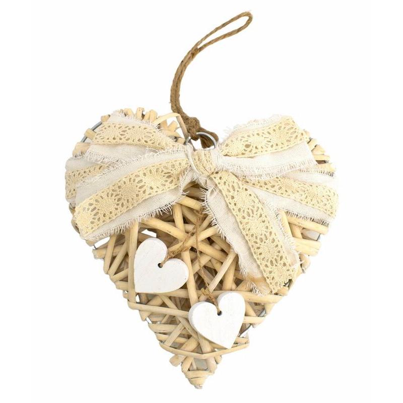 Gerimport Colgante Corazón con Lazo Decoración Navidad 25 Cm - Adorno Navideño