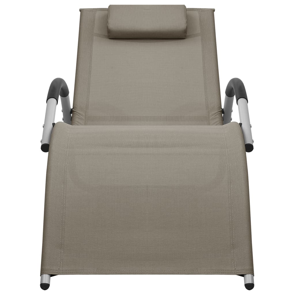 Vidaxl Tumbona de Textilene Taupé y Negro y Gris para Jardín, Playa, Piscina y Terraza