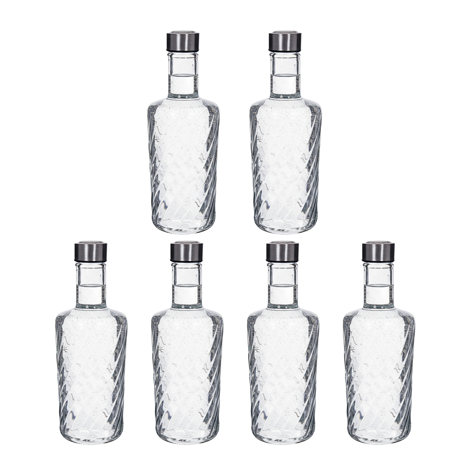 Botella de Cristal para Agua. Pack 6, 12 o 24 Botellas con Tapón de Acero. Botella Reutilizable, Grande, Transparente y Resistente. Apta para Nevera y Lavavajillas