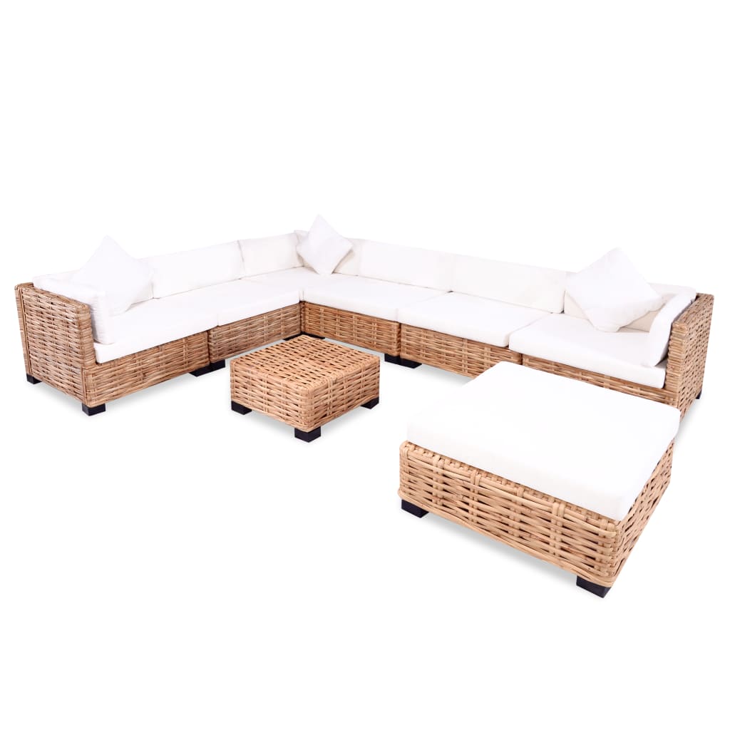 vidaXL Juego de sofás de 27 piezas ratán natural