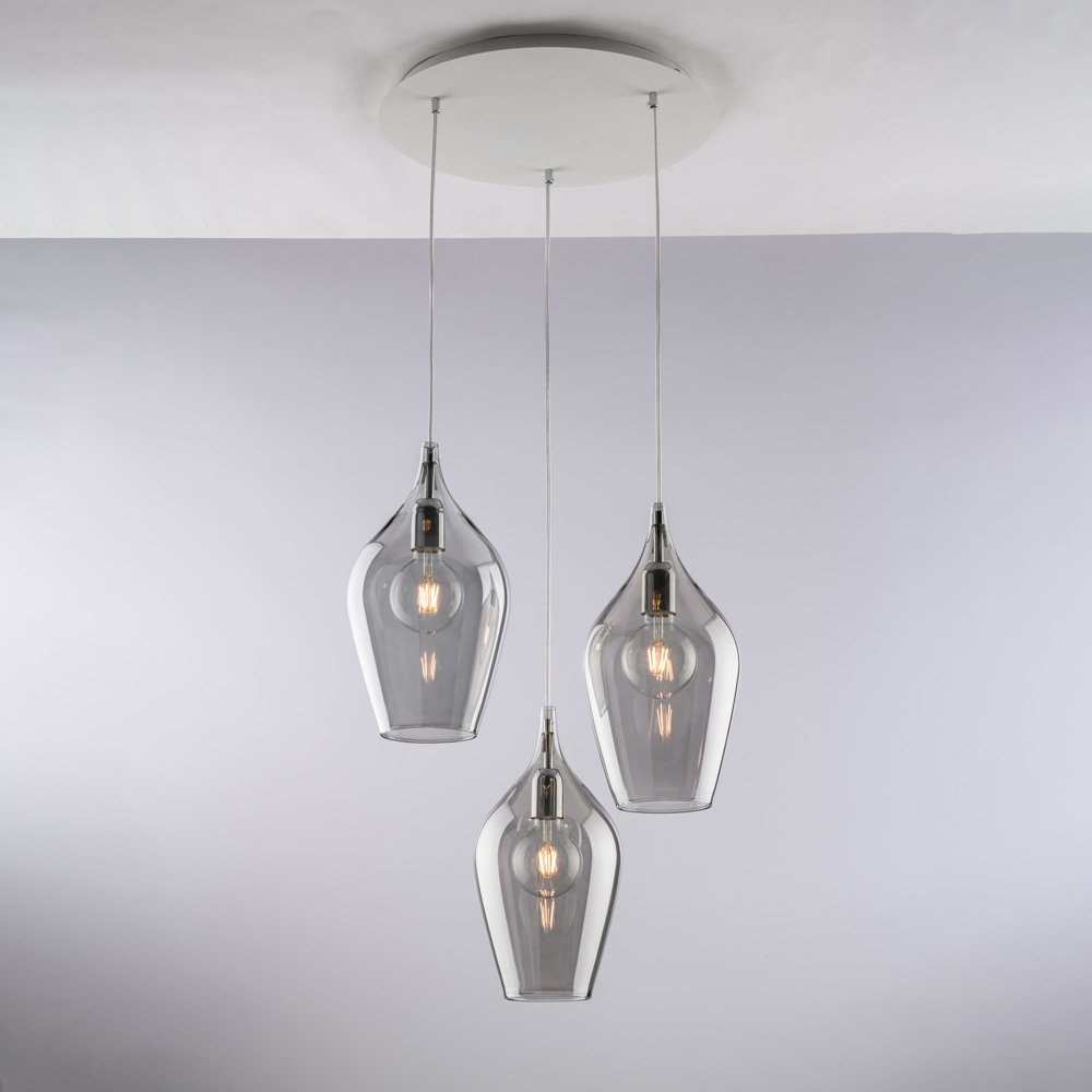 Araña Contemporánea Ares gris Fumè 3 Luces E27