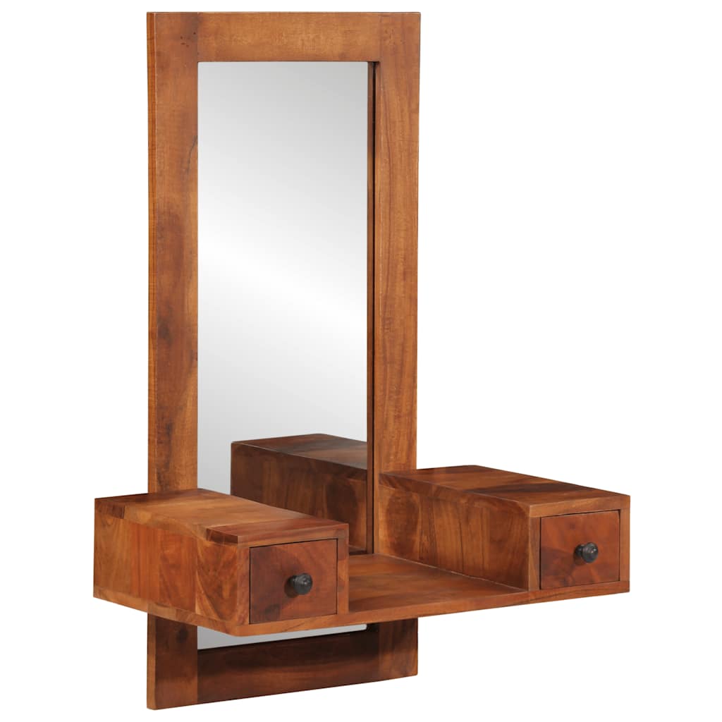vidaXL Espejo de pared con cajones madera maciza de acacia 60x33x90 cm