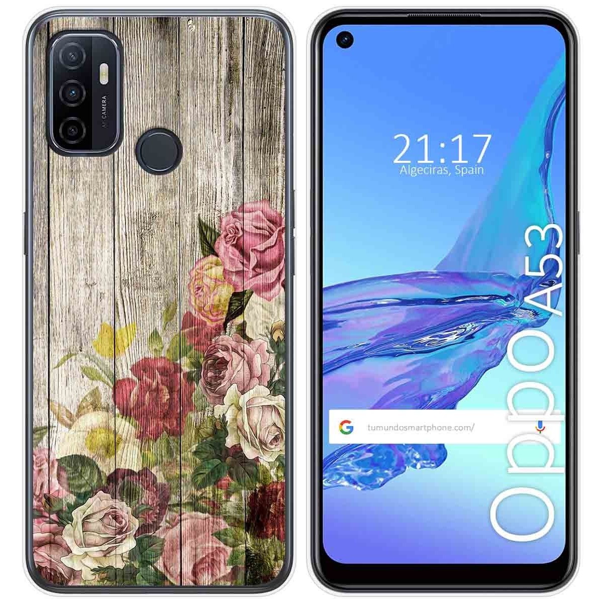 Tumundosmartphone Funda Gel Tpu para Oppo A53 / A53s diseño Madera 08 Dibujos