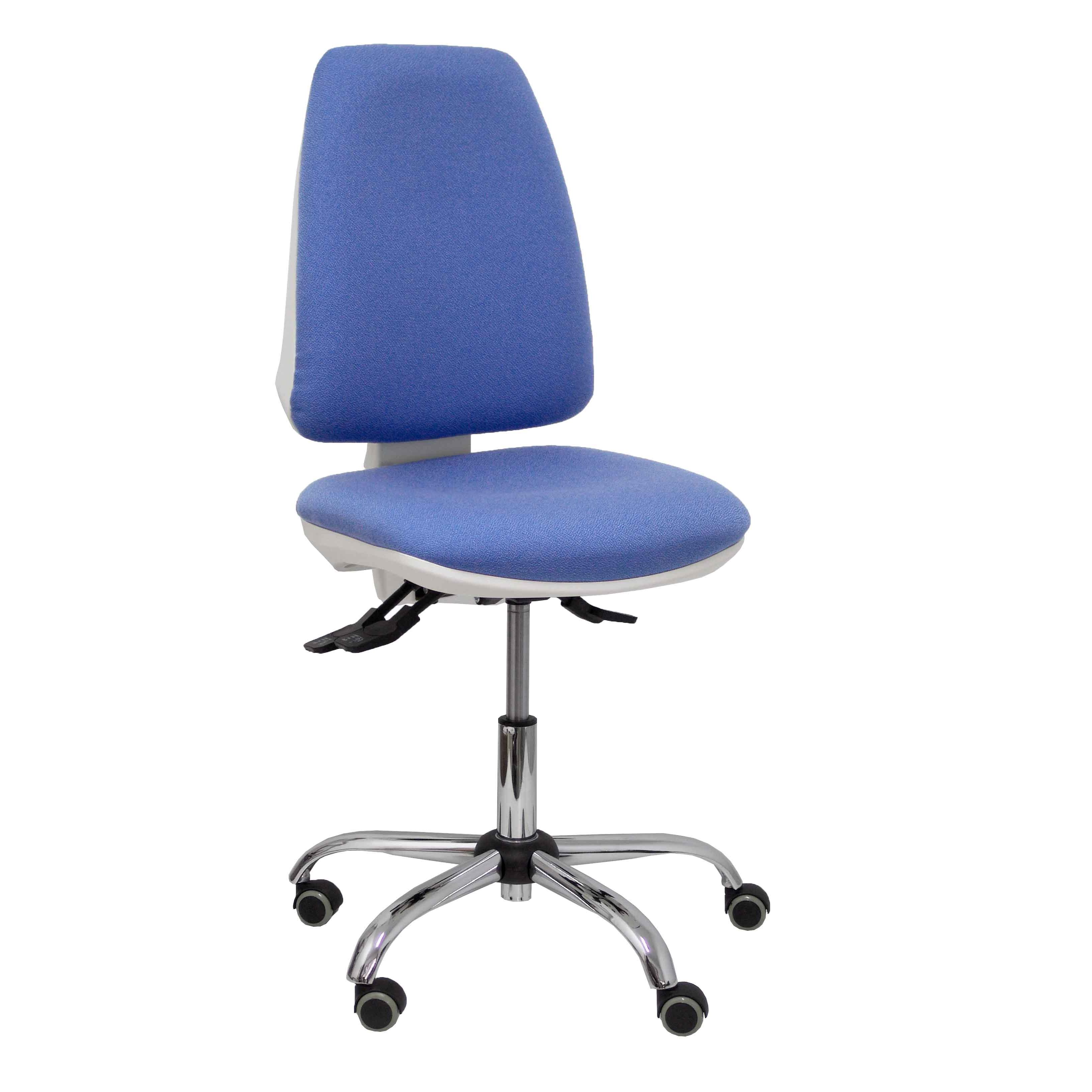 Silla de Oficina Ergonómica Piqueras Y Crespo Elche Blanca con Detalles Azul Claro