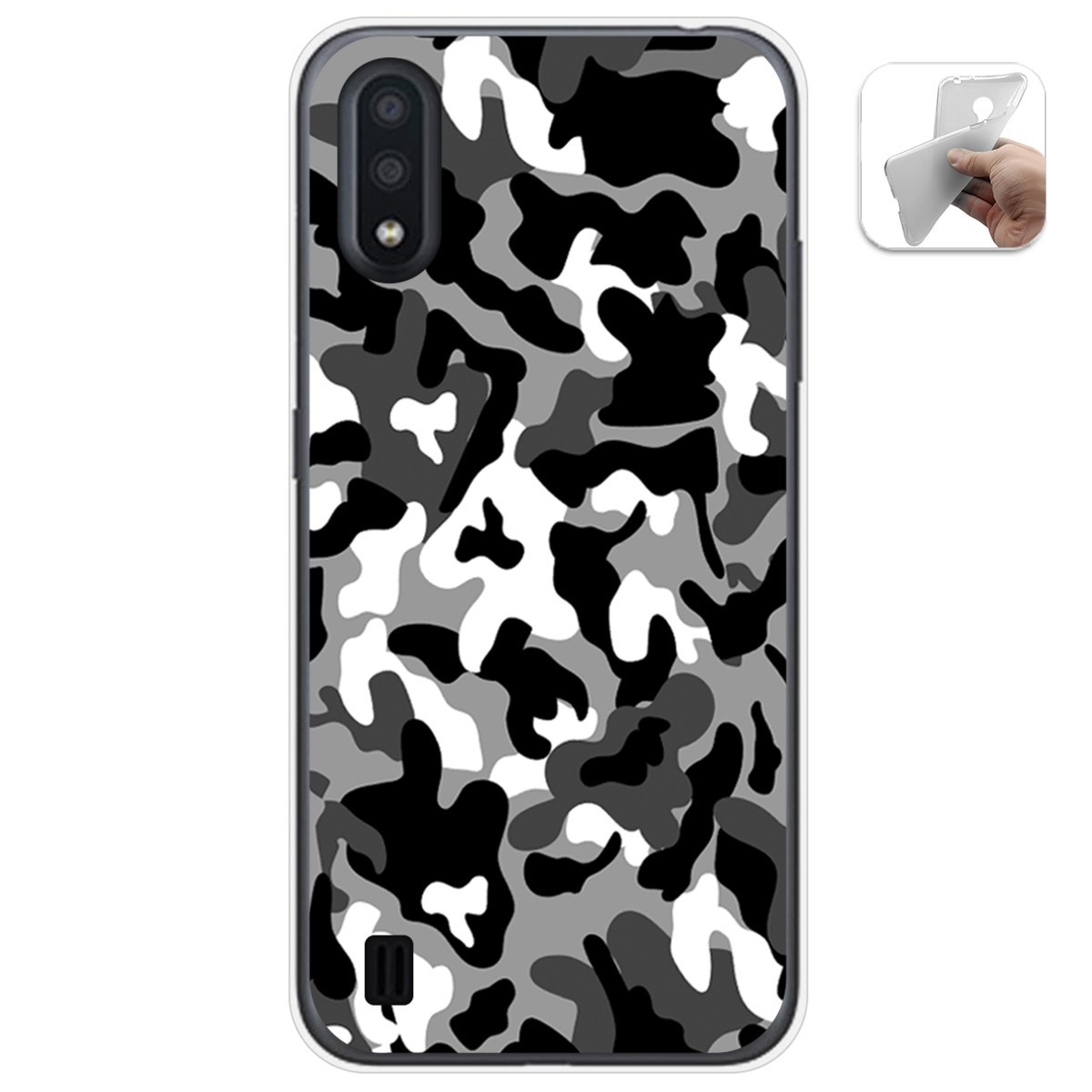 Tumundosmartphone Funda Gel Tpu para Samsung Galaxy A01 diseño Snow Camuflaje Dibujos
