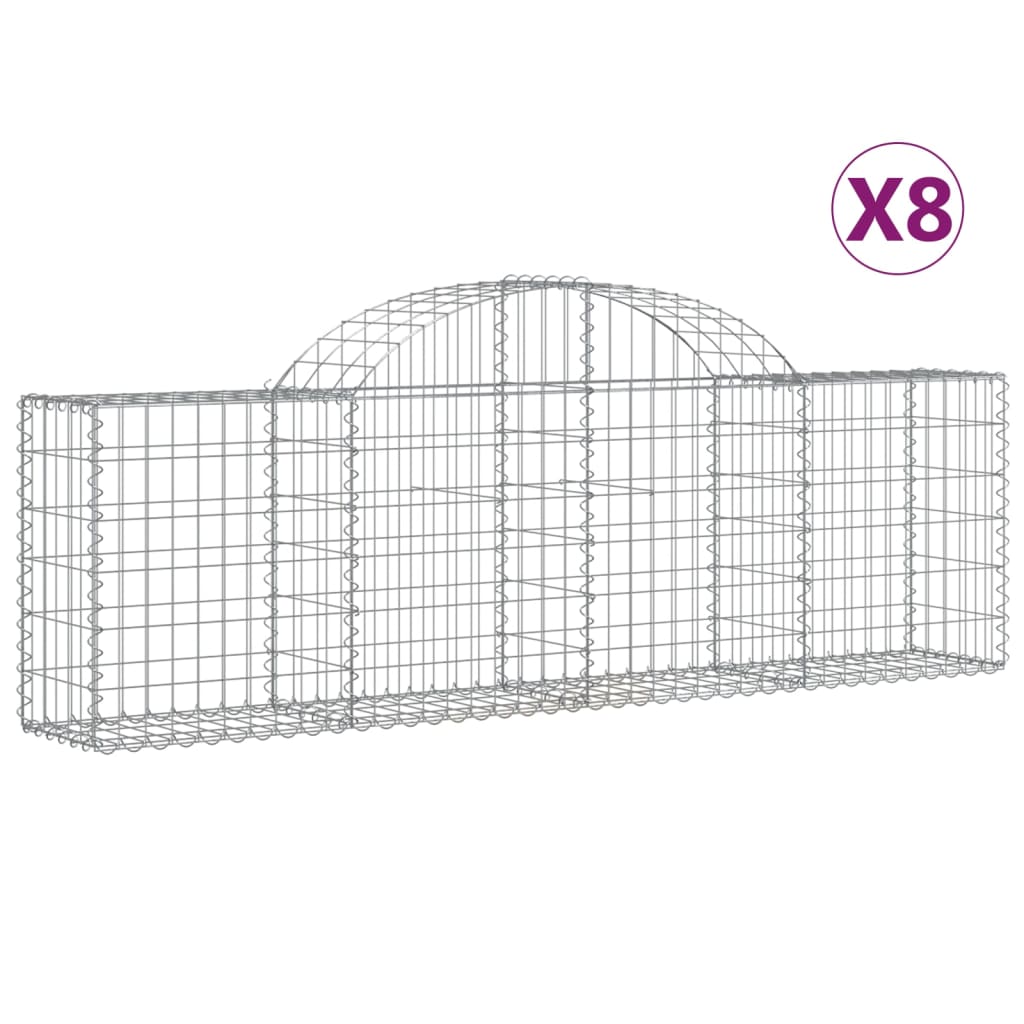 Vidaxl Cestas Gaviones Forma de Arco Hierro 200x30x60/80cm
