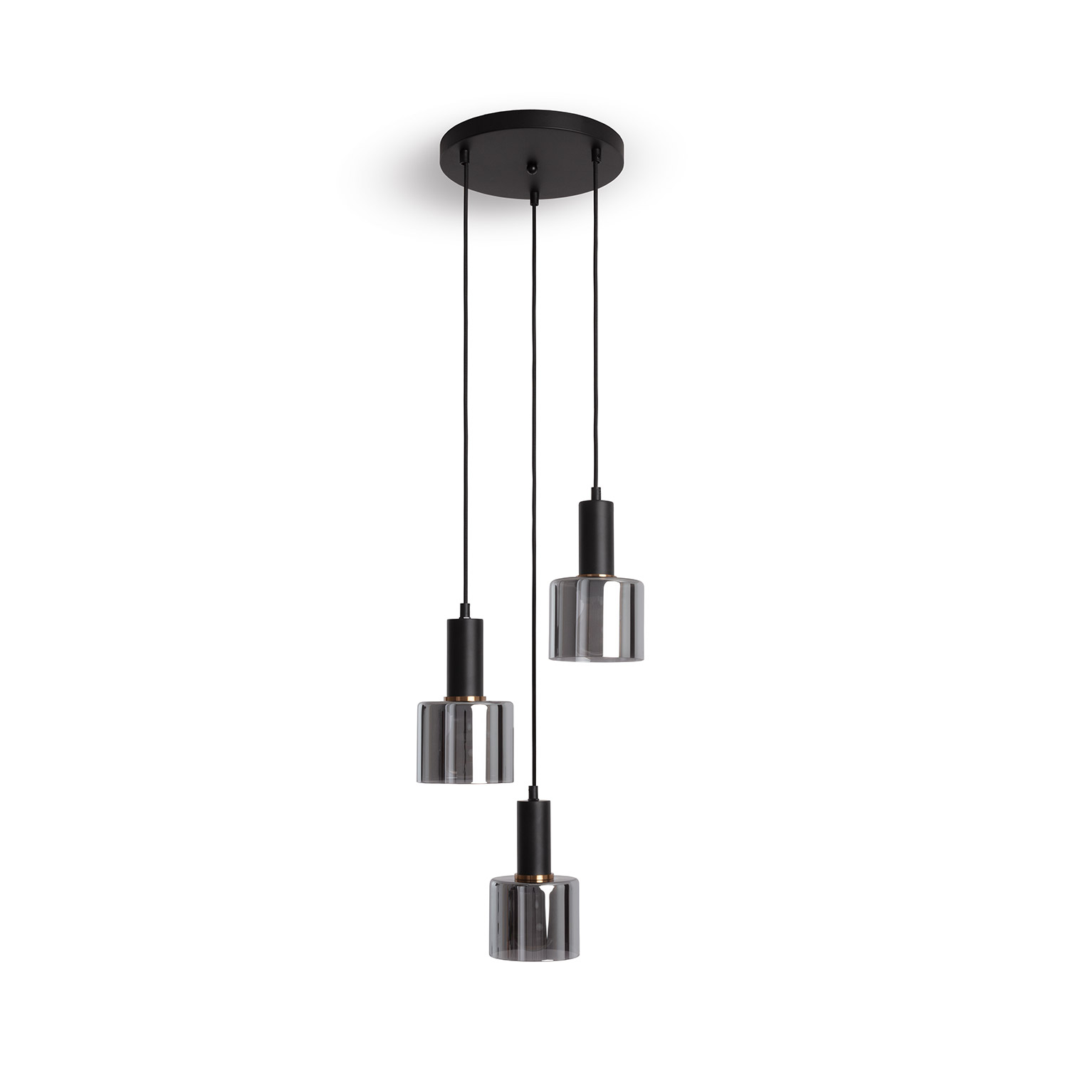 Ledkia Lámpara Colgante Metal y Cristal Danae 3 Focos Gris Humo