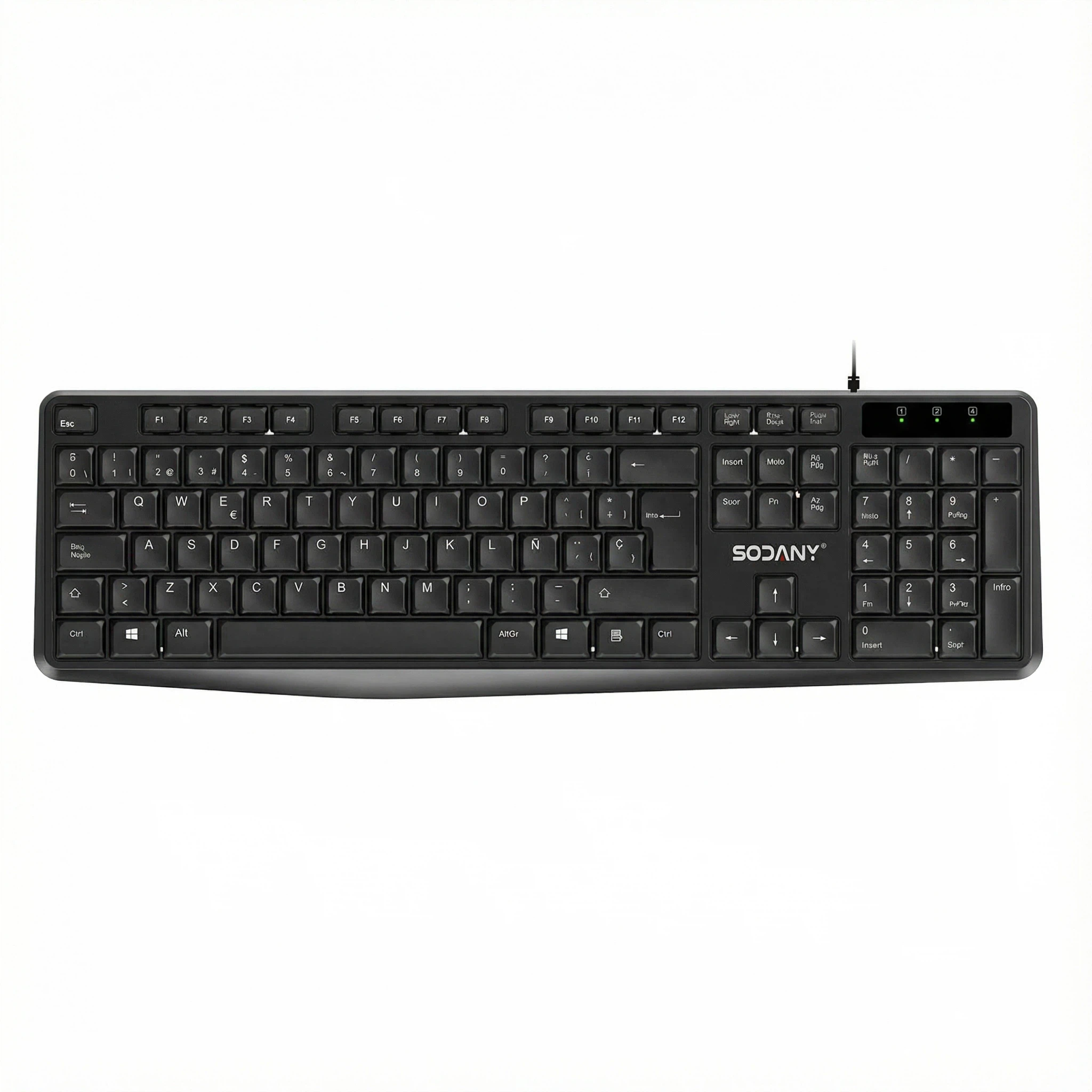 SODANY Teclado con Cable USB Diseño Español Ñ QWERTY Ergonómico Silencioso Teclas Planas para Oficina PC Negro