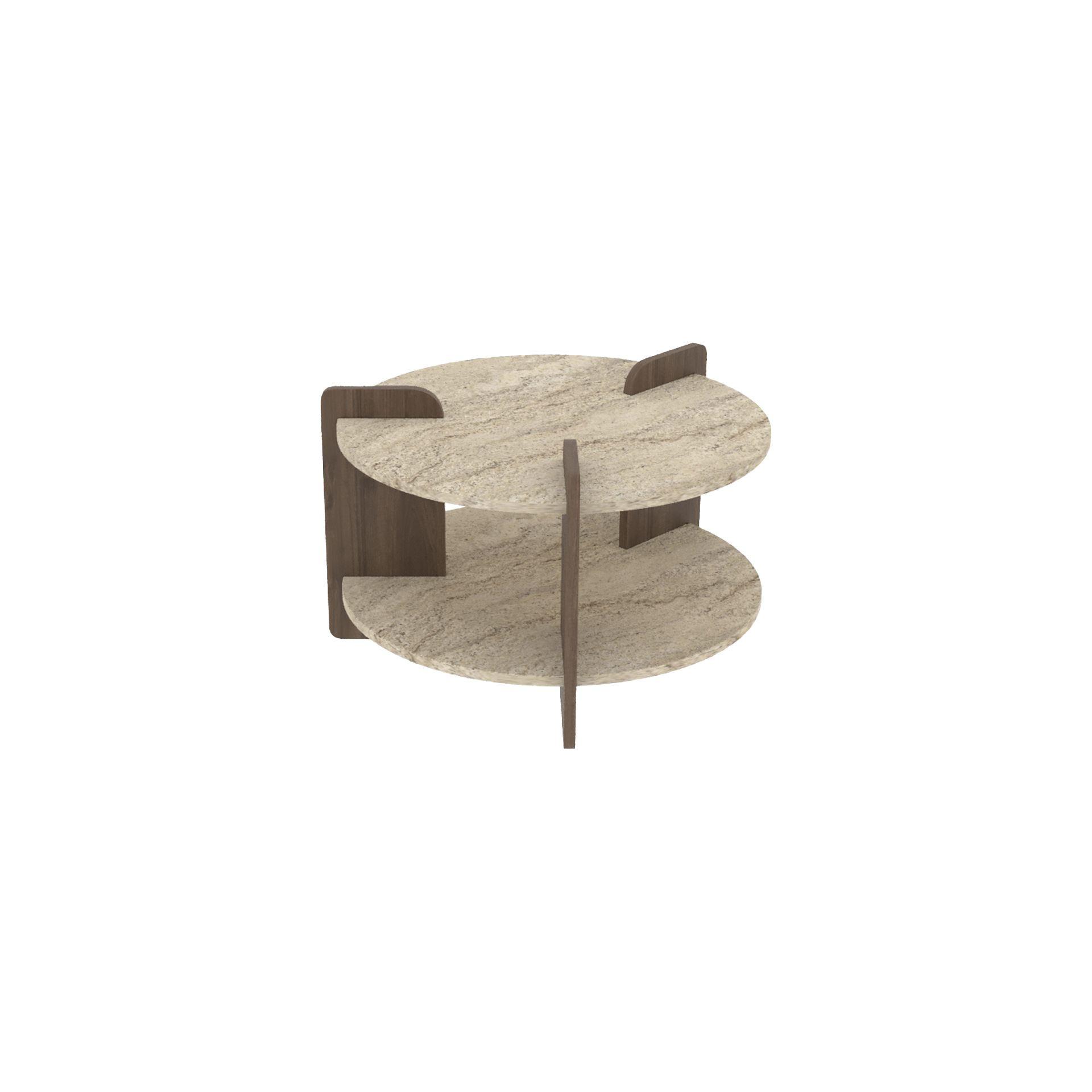 Habitat y Jardin - Mesa baja de madera "Oalla" 70 x 70 x 45 cm - Travertino