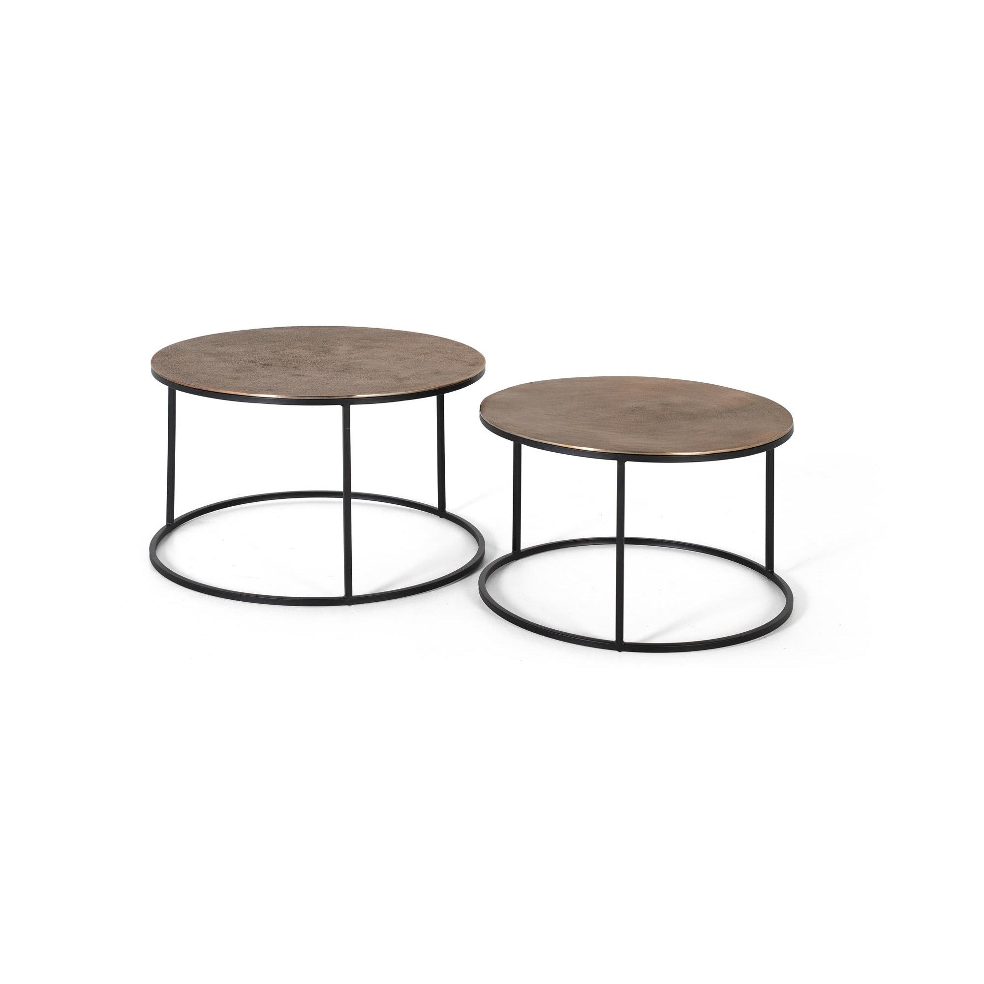 Set de 2 mesas de metal y cobre