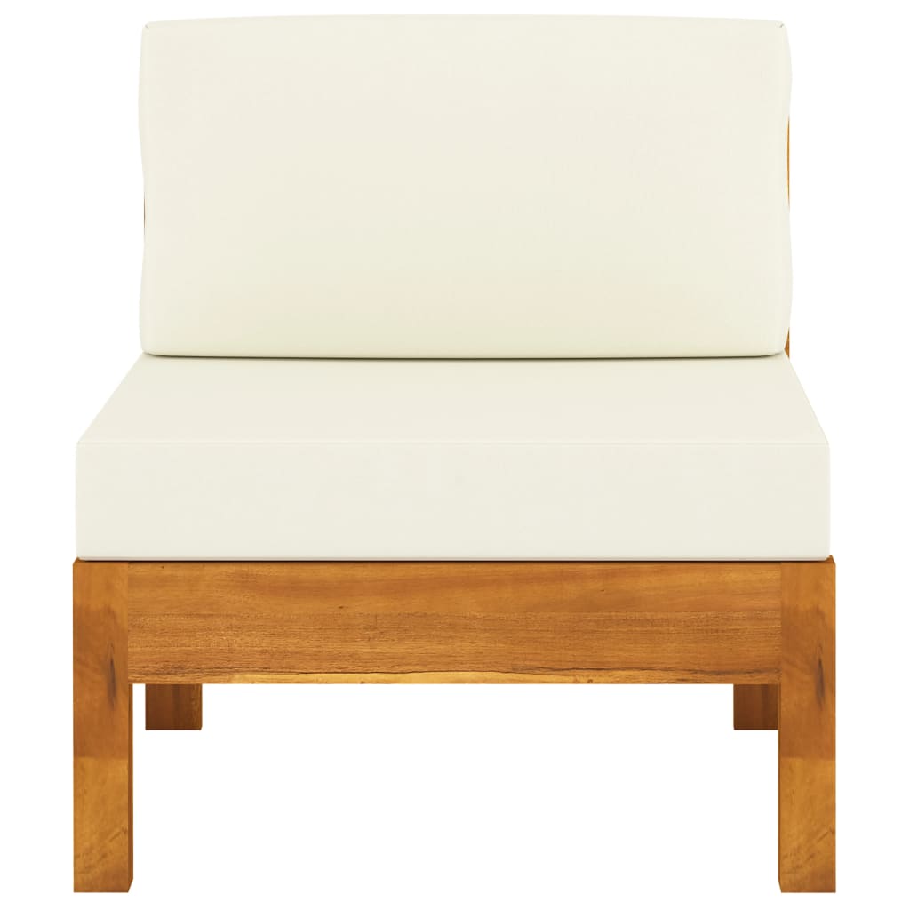 Vidaxl Sofá de Jardín Central de Madera de Acacia con Cojines Crema y Gris Oscuro