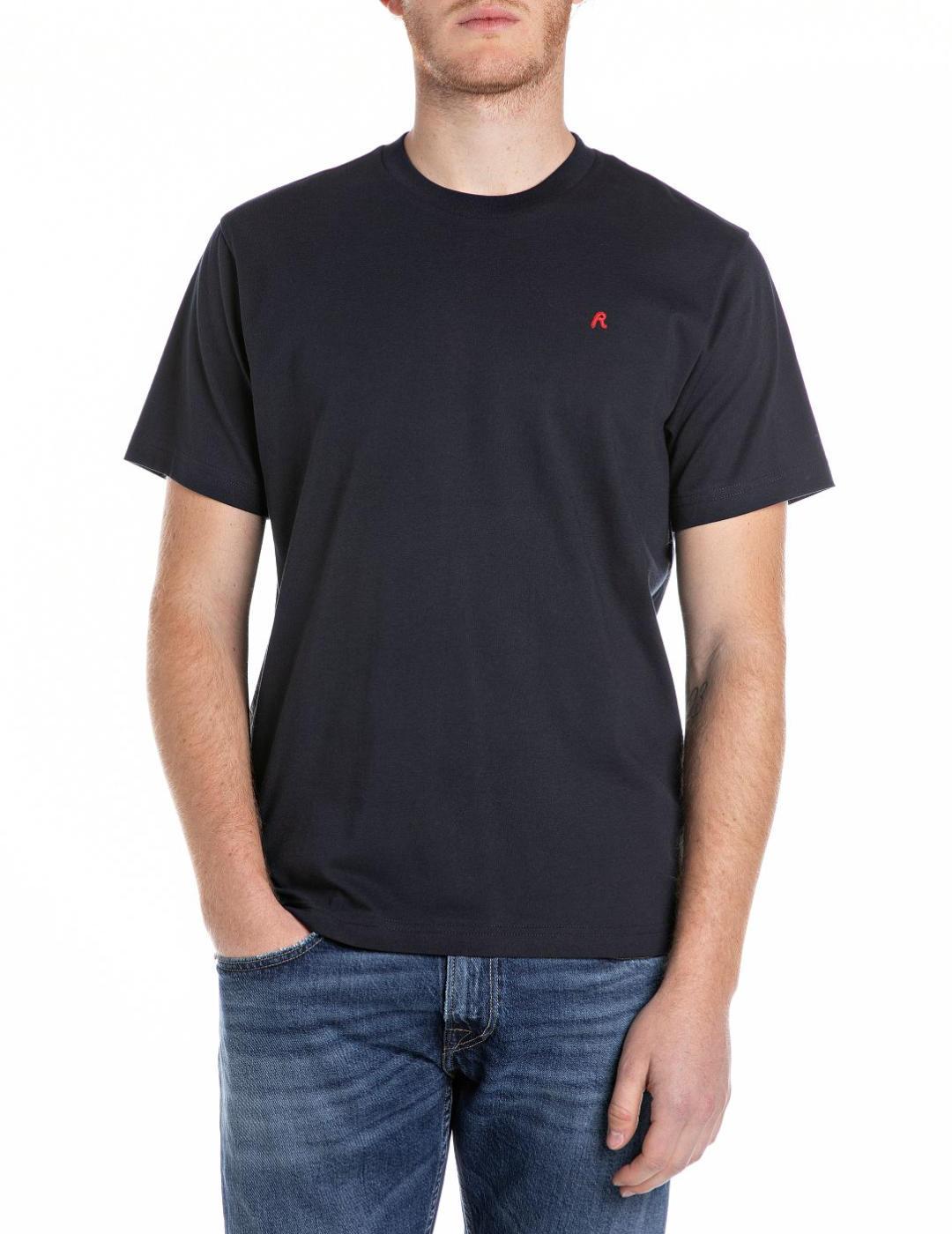 Camiseta Replay manga corta logo bordado azul marino hombre