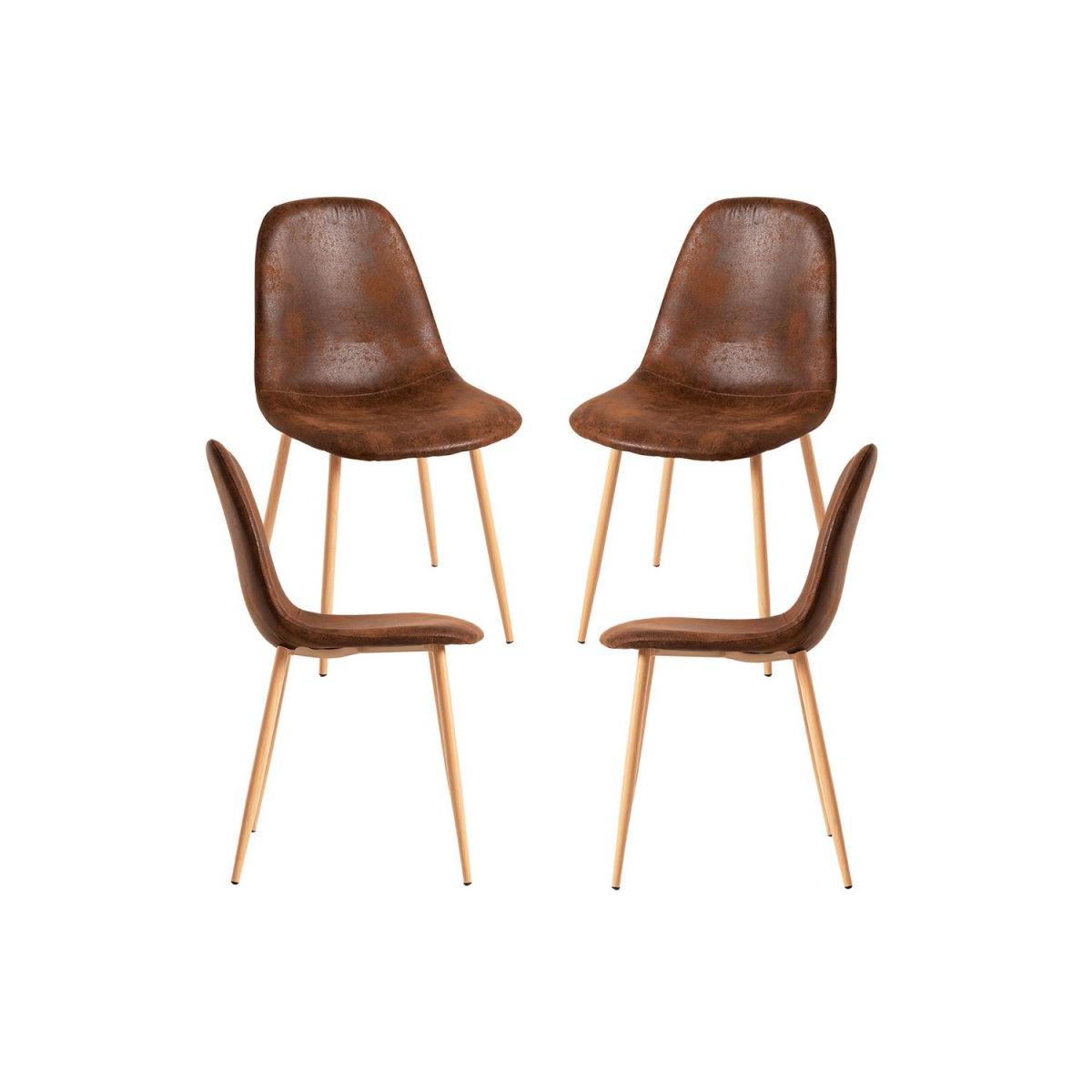 Regalos Miguel - Packs Sillas Comedor - Pack 4 Sillas Teok Polipiel - Marrón Vintage