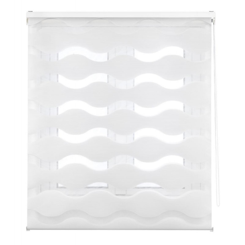 Estoralis - Estor Enrollable Noche y Dia Translucido Ondas - Estor para Ventanas y Puertas - Doble Tejido - Fácil Instalación Pared o Techo - Modelo JEOR