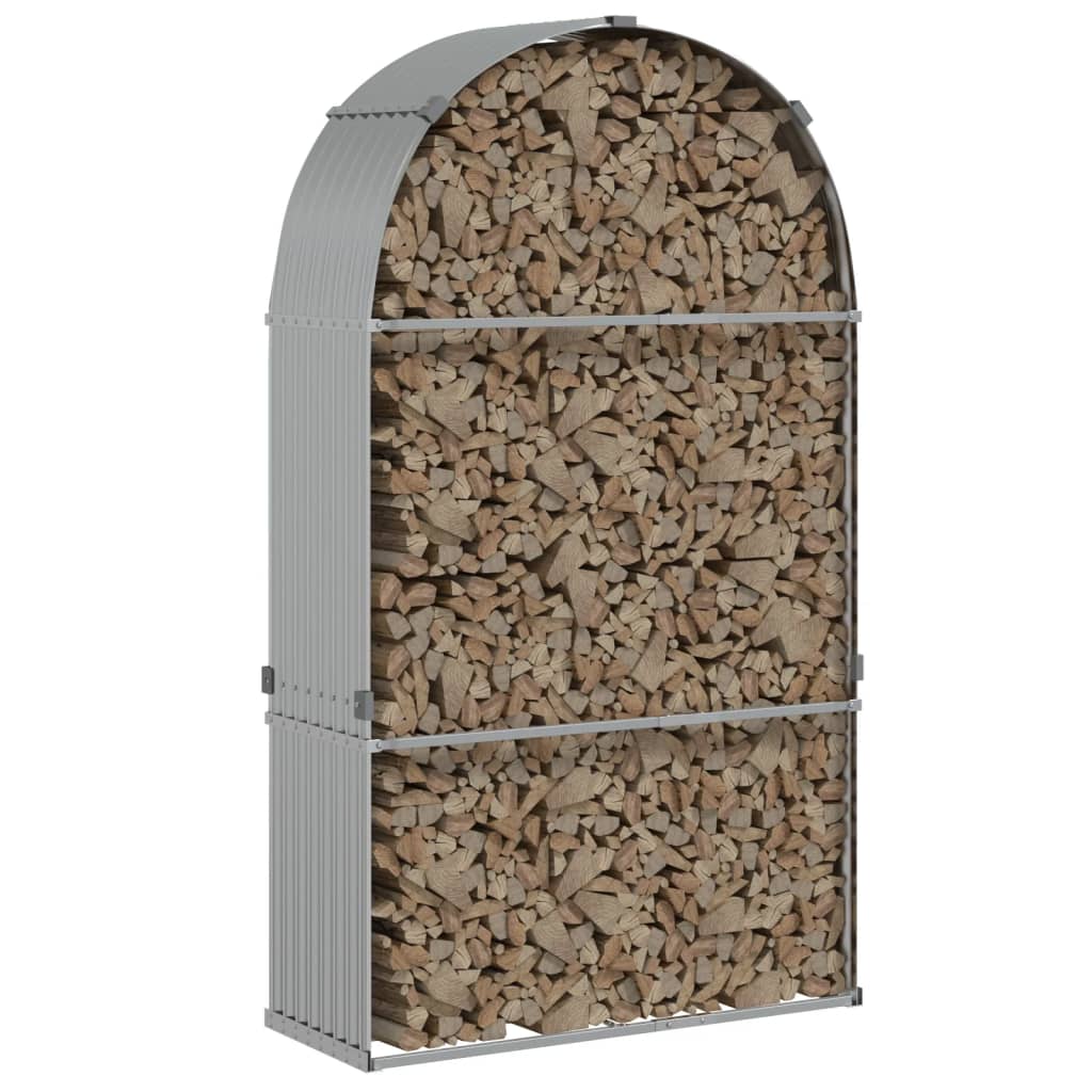 vidaXL Leñero Estante Almacenaje Leñas Chimenea Acero Galvanizado Color Antracita,  Gris claro,  Marrón y mas