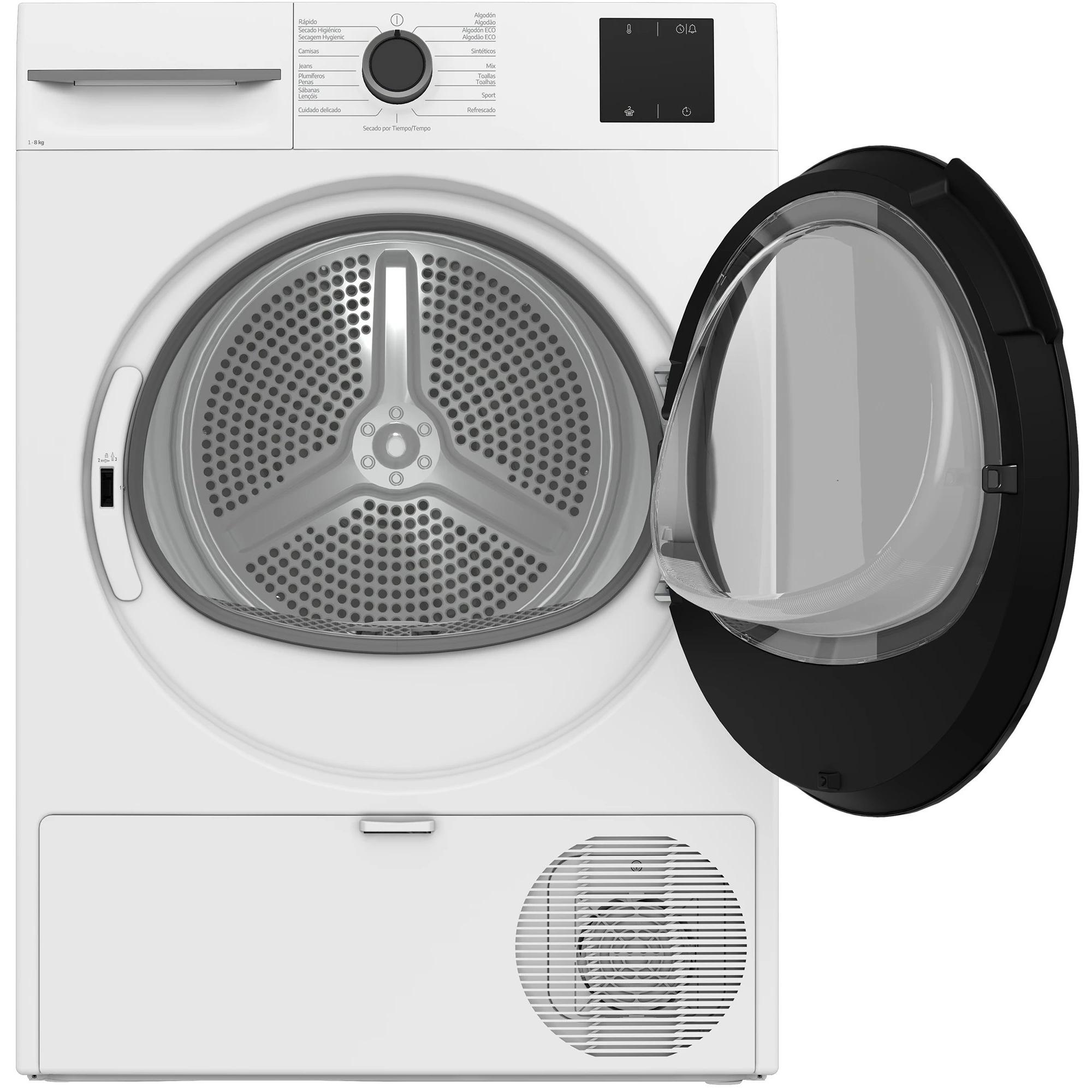 Beko - Secadora bomba de calor BM3T38230WB 8 kg clase energética B con sensores inteligentes y función antiarrugas para familias pequeñas y medianas blanco
