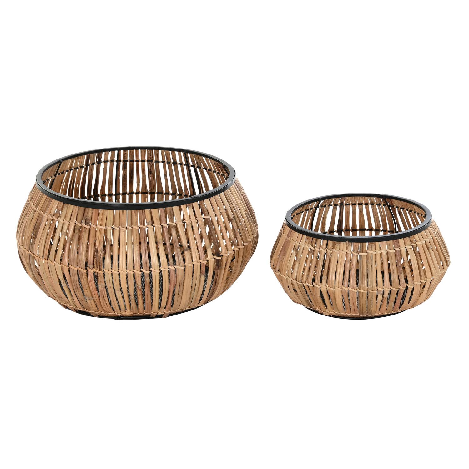 MACETERO SET 2 RATAN METAL 50X50X25,4 NATURAL FIJALO LD196058