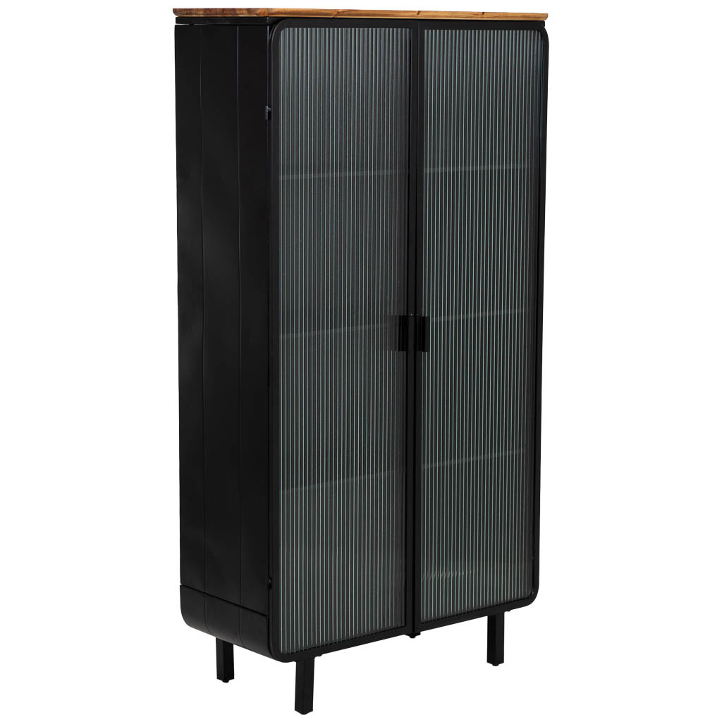 Wonderlust Deco - Vitrina de metal, madera y vidrio 2 puertas, negro84x35,8x152h cm Negro 84x35,8x152h cm