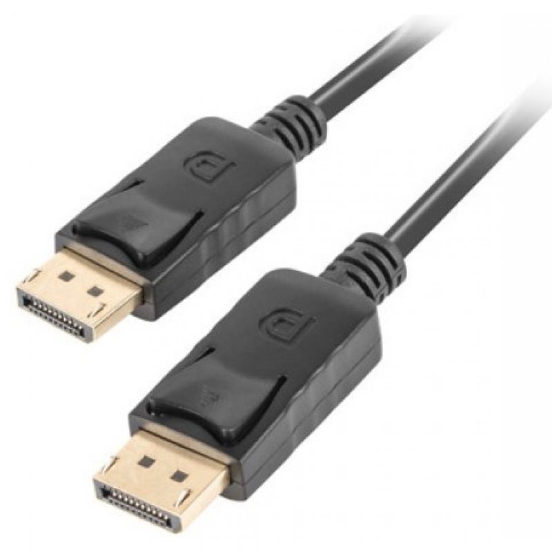 Lanberg DisplayPort V1.2 Cable 4K Male/Male 1.8m Black, ideal for multimedia transmission with 3840 x 2160 resolution, supports 120Hz refresh rate, high-quality audio and video, perfect for gaming and presentations.