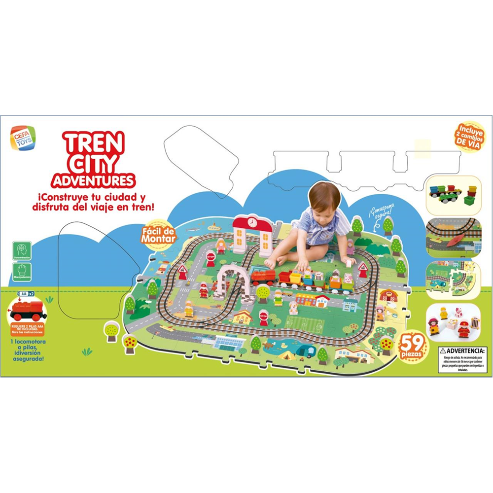 Tren City Adventures - Alfombra con circuito de tren (Cefa 25015)