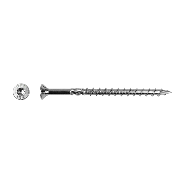 Tornillo construcción madera avellanado * 8x260 zincado plateado (T40) doble rosca de fresado - punta con ranura - ranuras de frenado bajo la cabeza (50 ud.)
