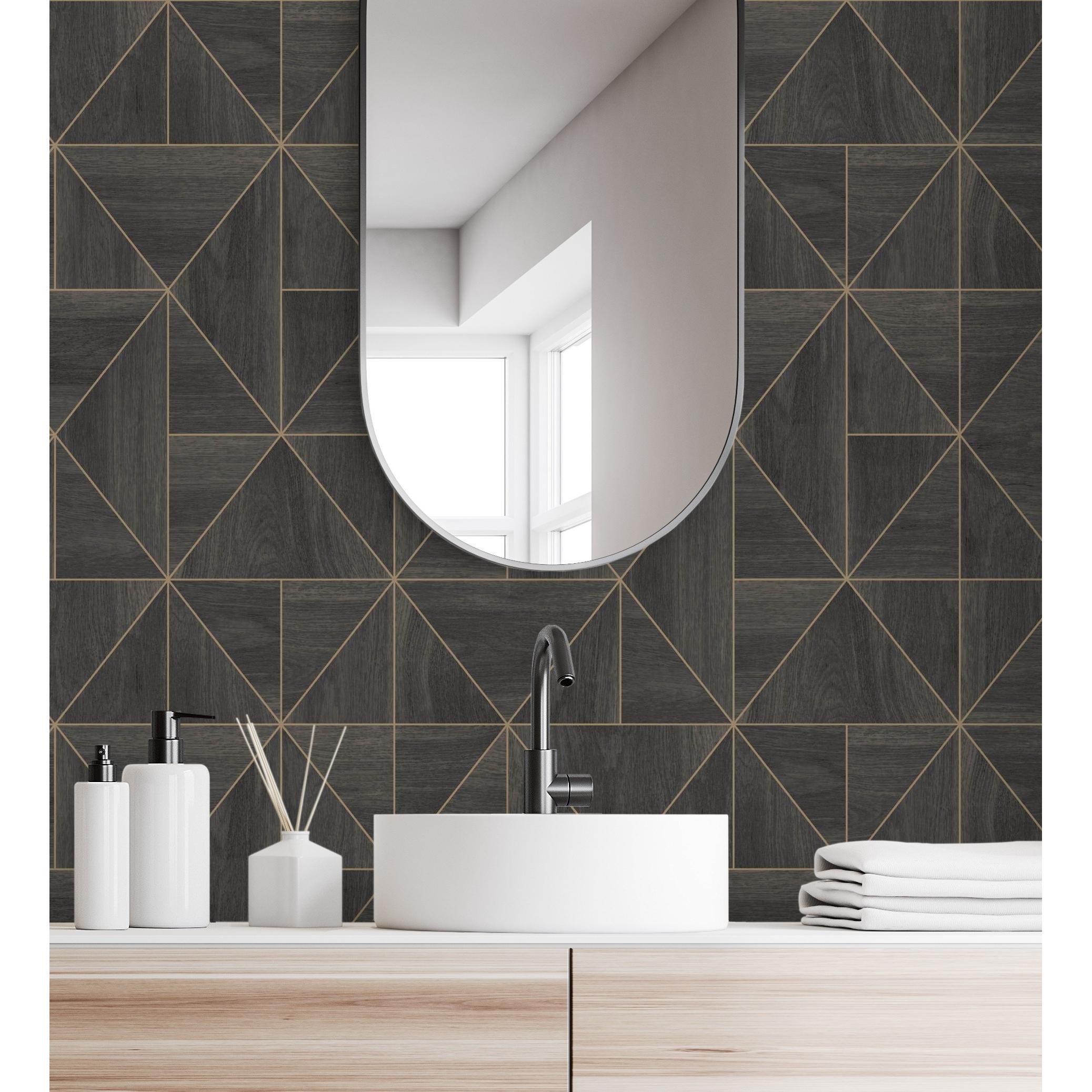 Papel pintado vinílico ecológico geométrico efecto madera art déco en relieve - Royal Lodge 679274 de GAULAN - Rollo de 10 m x 0,53 m