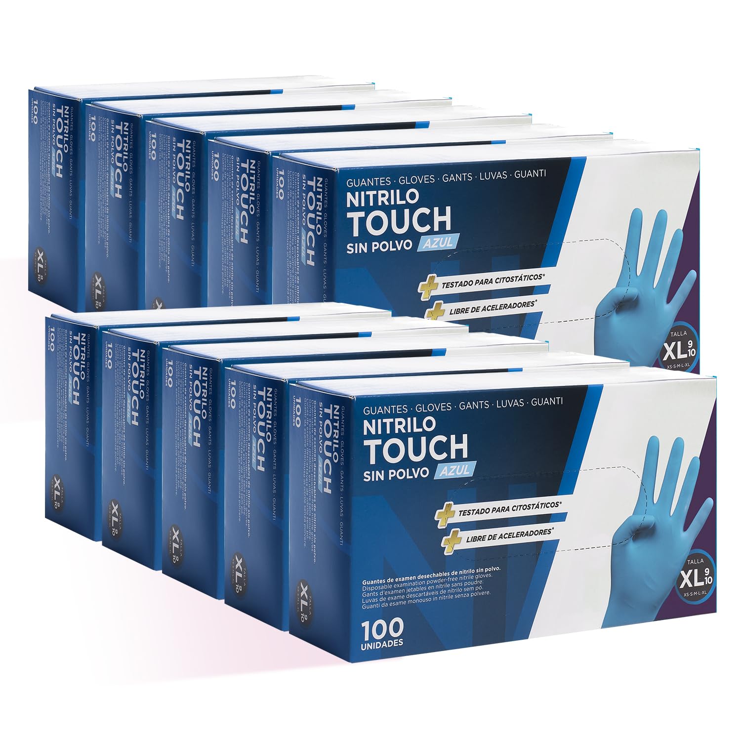Com-Fort House Guantes Nitrilo Desechables Azul Touch XS-XL