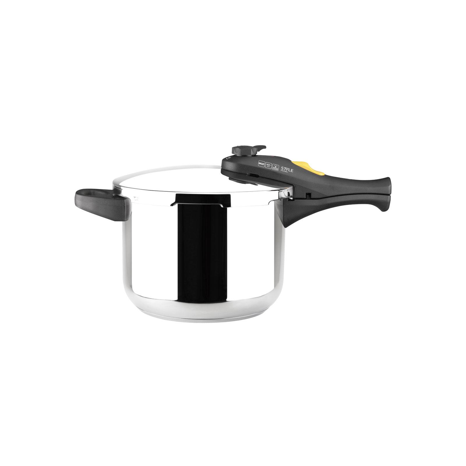 MAGEFESA ® Style olla a presión súper rápida, fácil uso, acero inoxidable 18/10, apta para todo tipo de cocinas, incluido inducción, 5 sistemas de seguridad, fondo termo difusor, express