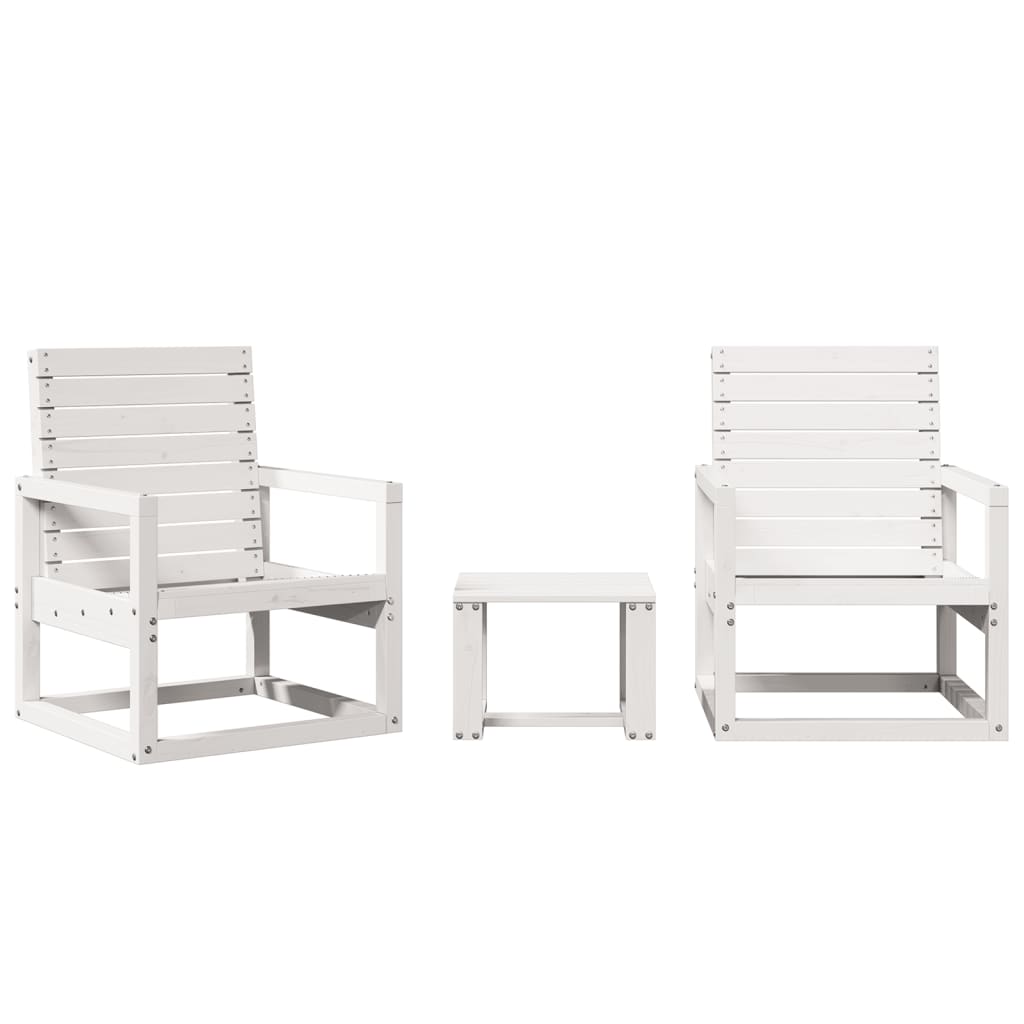 vidaXL Juego de muebles de jardín 3 pzas madera maciza de pino blanco