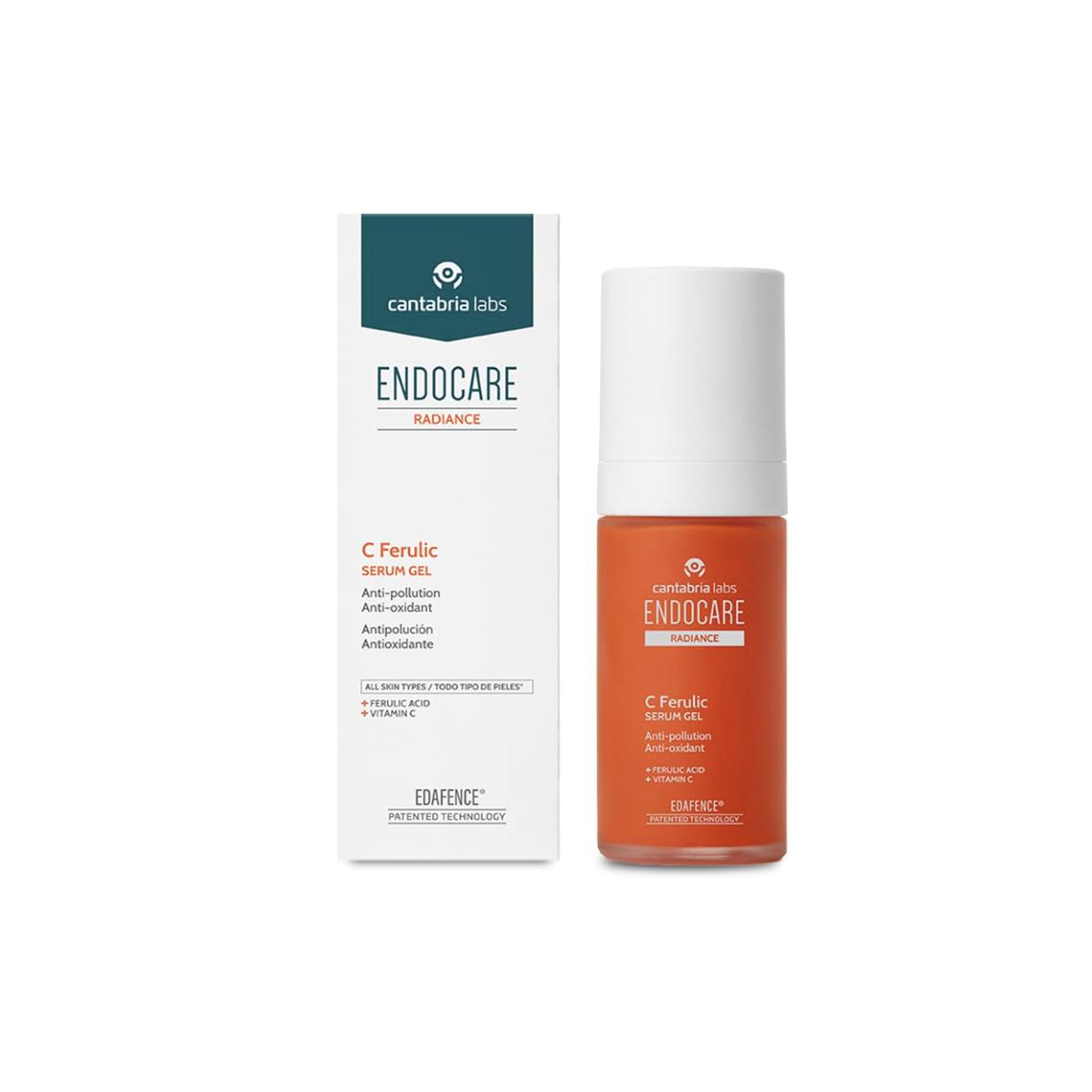 Cantabria Labs - Endocare Radiance C Ferulic Edafence Serum Gel - 30 ml - Sérum Antipolución, antioxidante e iluminador - Protege Frente a la Contaminación y otros factores ambientales