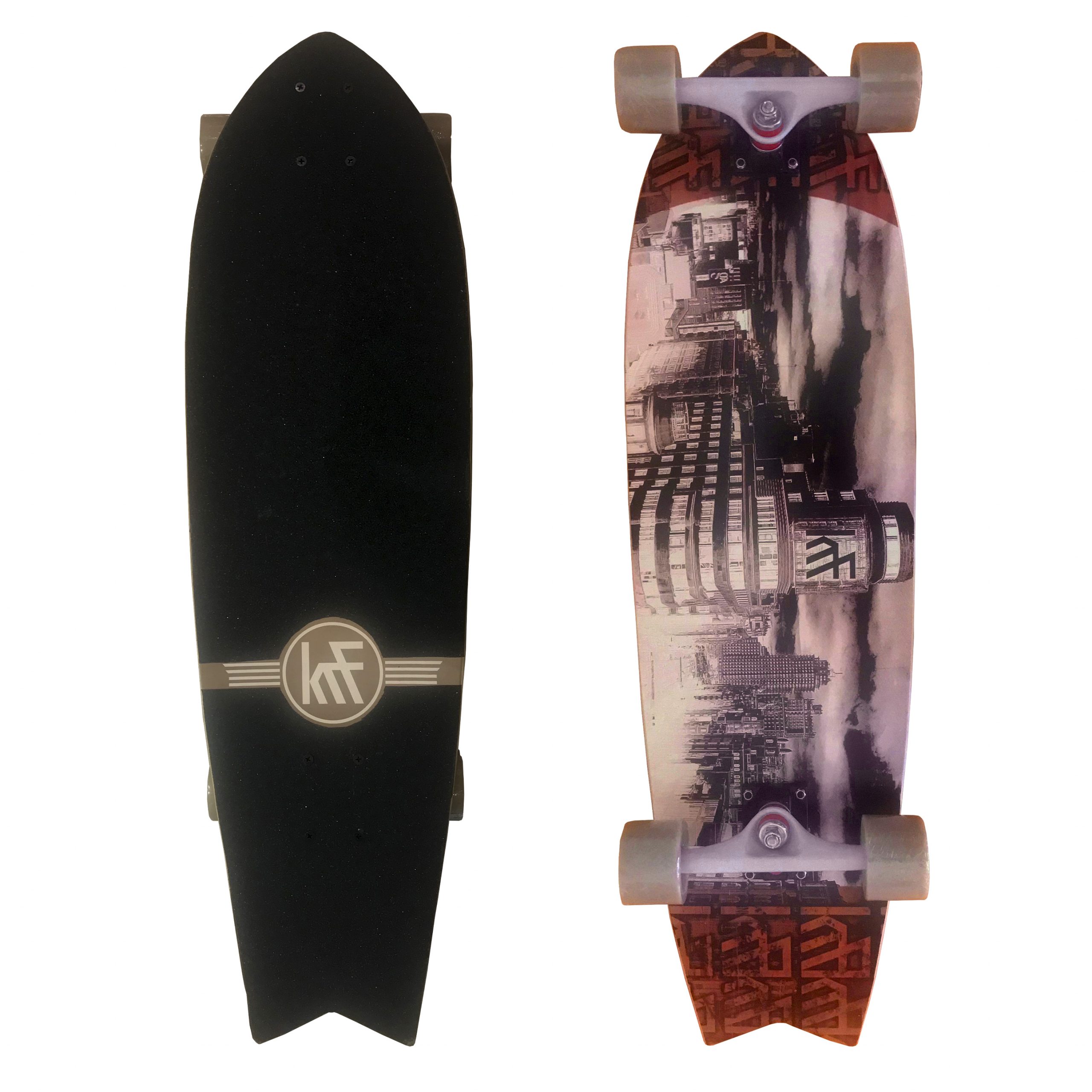 KRF The New Urban Concept Cruiser Surfer Capitol - Monopatín de Tabla de Madera de Arce Canadiense y Ruso con Ejes de Aluminio y Ruedas de PU