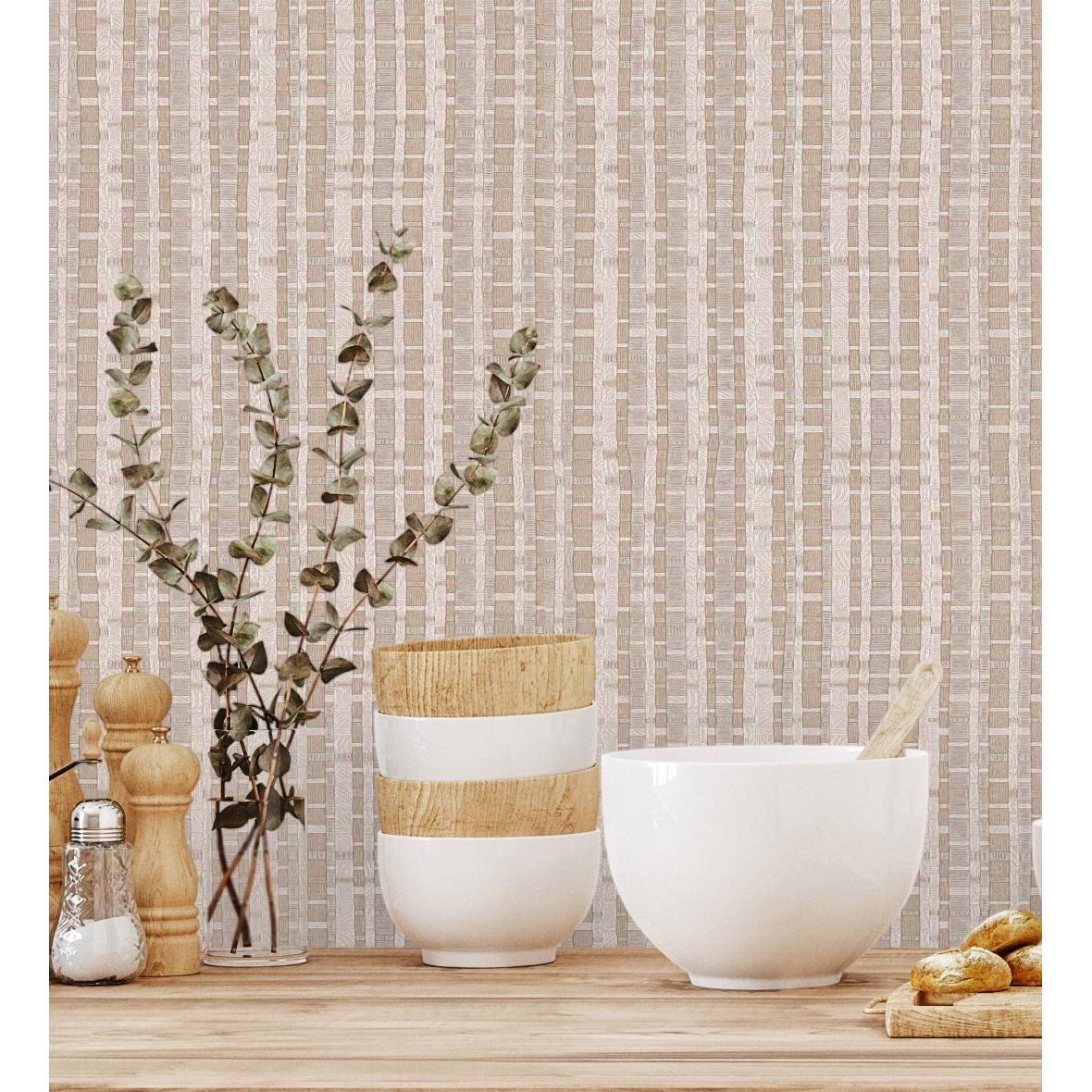 Papel pintado vinílico lavable efecto tejido de cañas - Kisala 680982 de GAULAN - Rollo de 10 m x 1,06 m