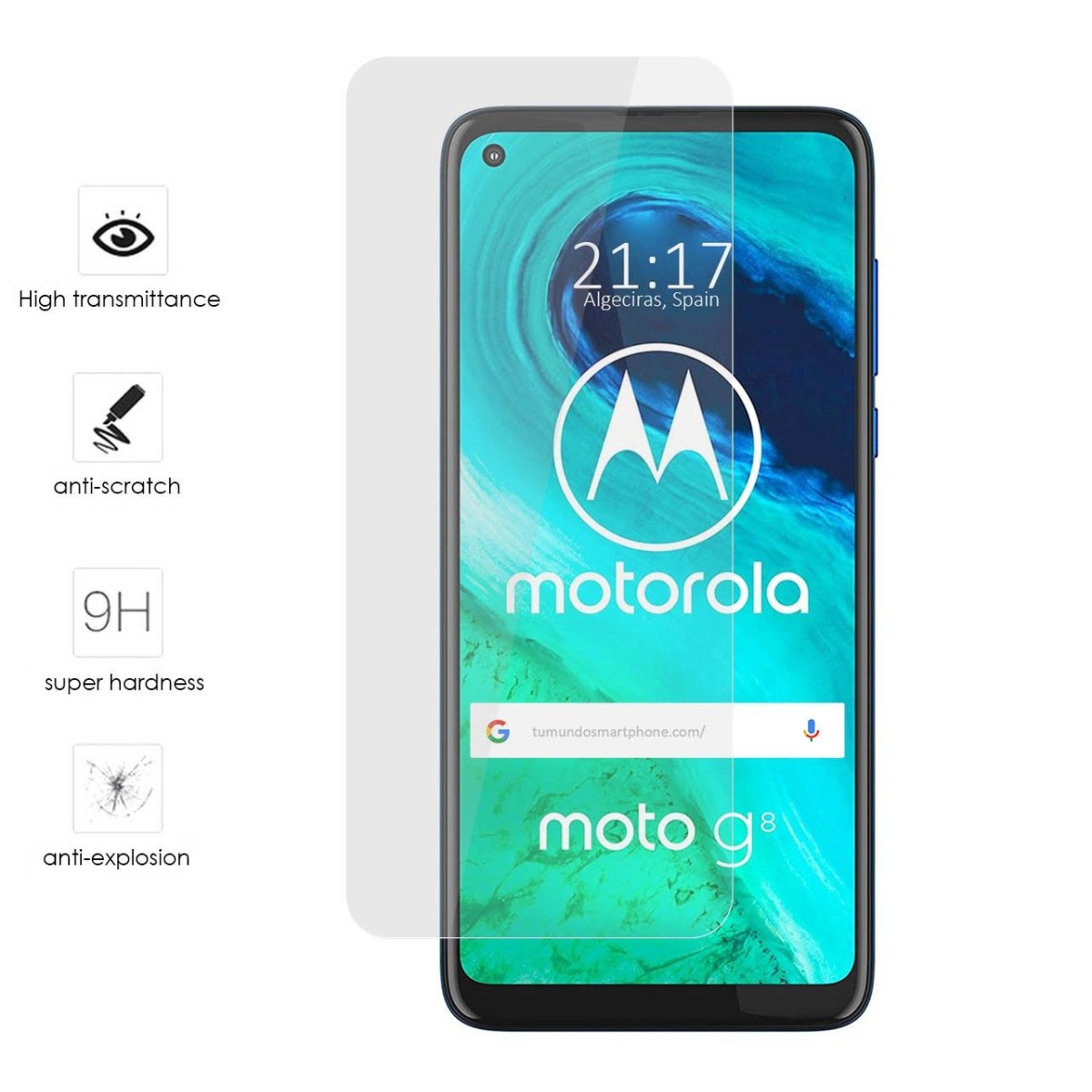 Tumundosmartphone Protector Cristal Templado para Motorola Moto G8 Vidrio