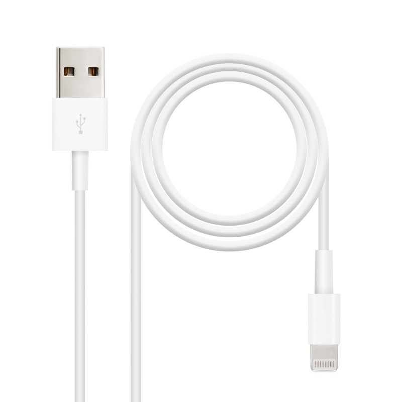 Nanocable - Cable Lightning a USB-A, Lightning/M -USB A/M, Blanco, 50 cm 10.10.0400