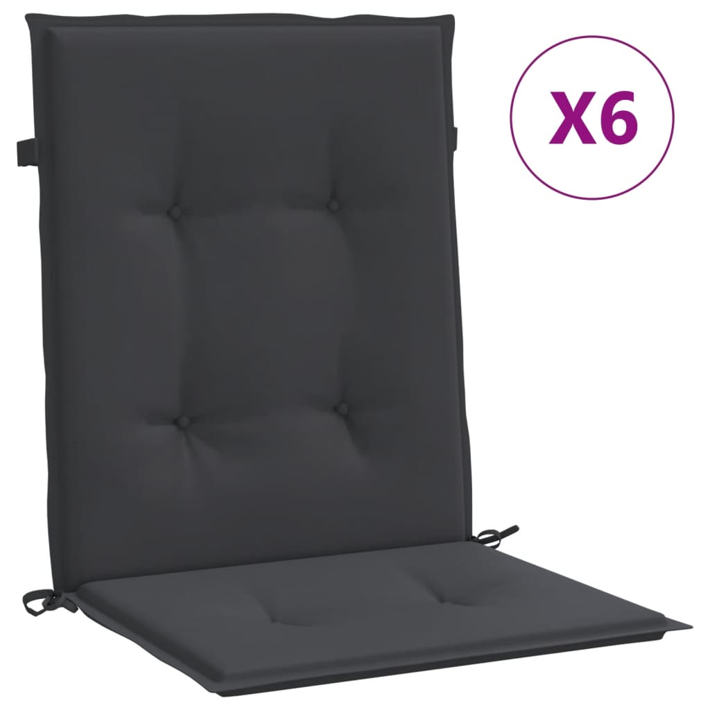 Vidaxl Cojín Silla Jardín Respaldo Bajo Pack 6 Uds Tela Oxford Antracita