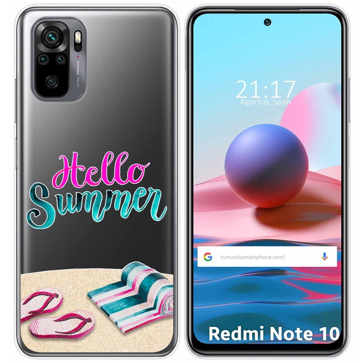 Tumundosmartphone Funda Gel Transparente para Xiaomi Redmi Note 10 / 10S diseño Summer Dibujos