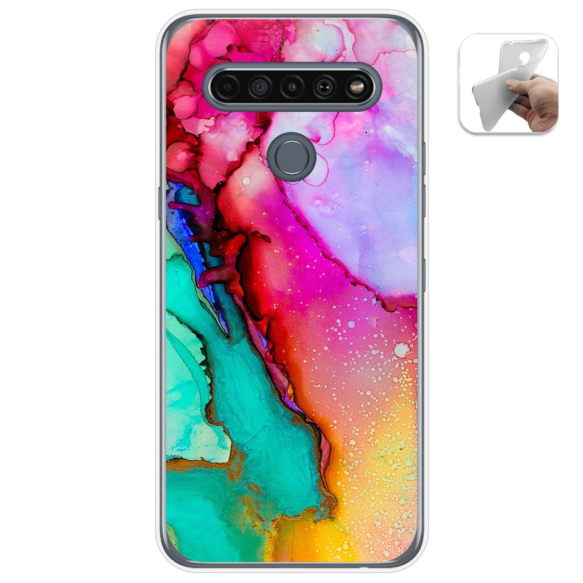 Tumundosmartphone Funda Gel Tpu para Lg K61 diseño Mármol 15 Dibujos