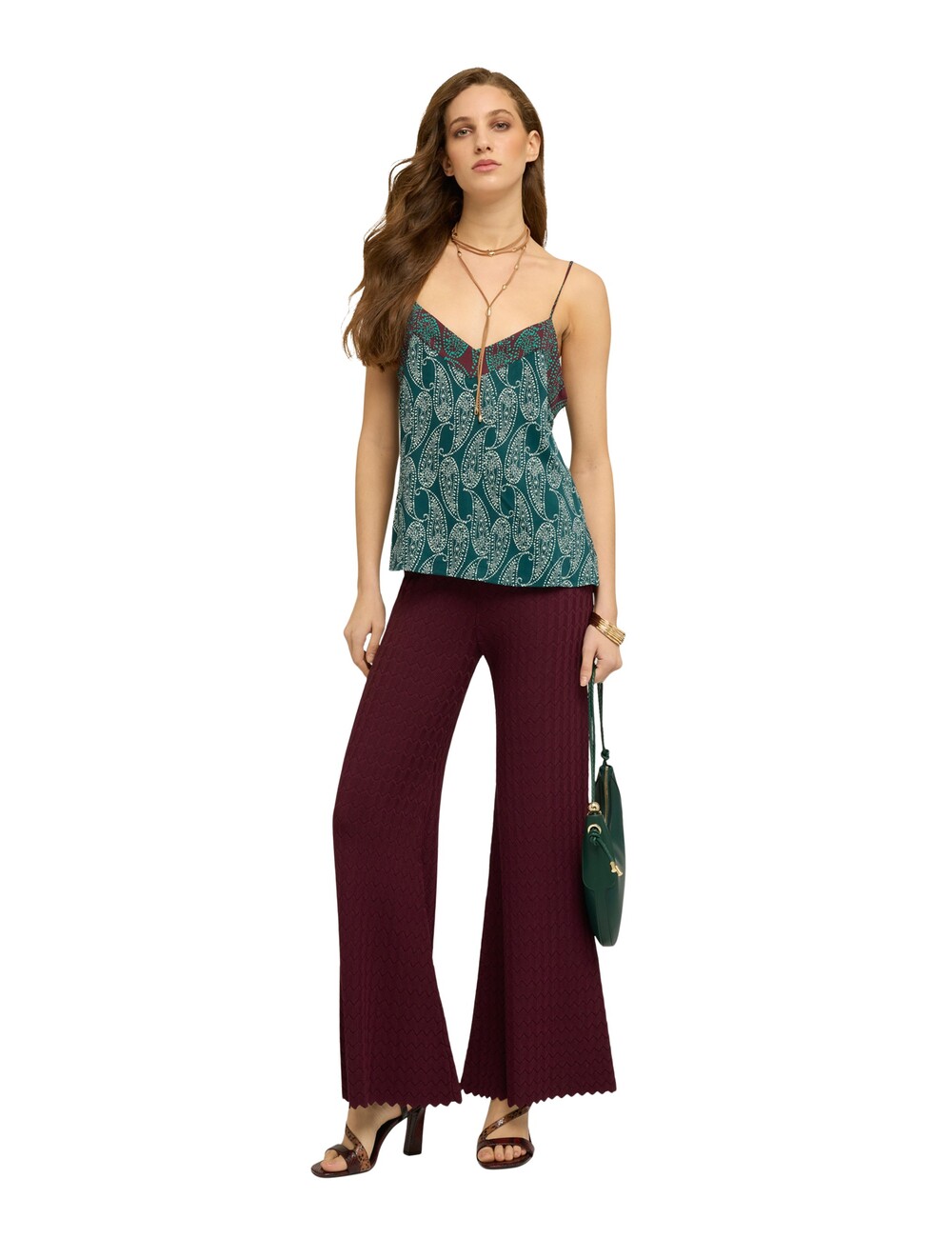 Motivi - Top de raso estampado cashmere