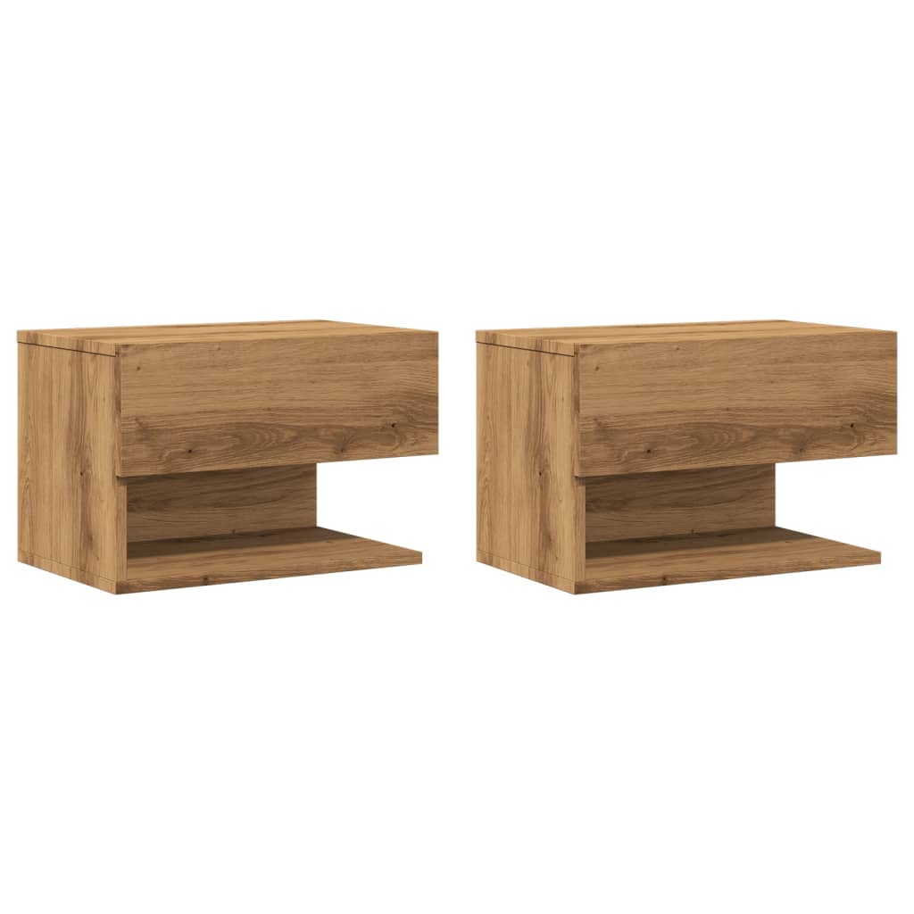 vidaXL Mesita de noche de pared 2 unidades roble artisian