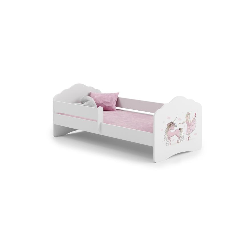 Cama de criança 160 x 80 colchão e estrado incluídos Kobi Wave Girl with a unicorn