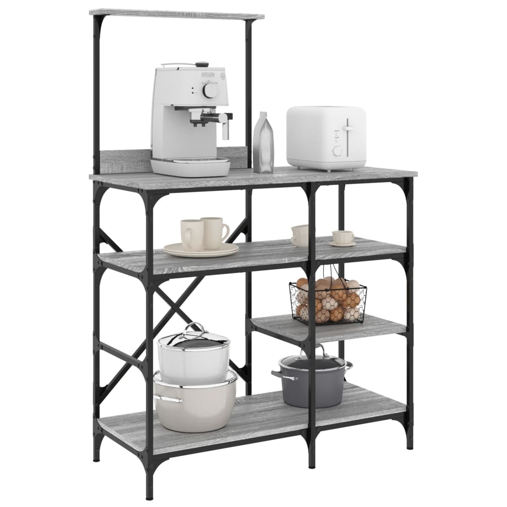 vidaXL Estantería de Cocina Organizador Estantes Madera de Ingeniería Metal Color Gris sonoma,  Marrón roble,  Roble ahumado y mas
