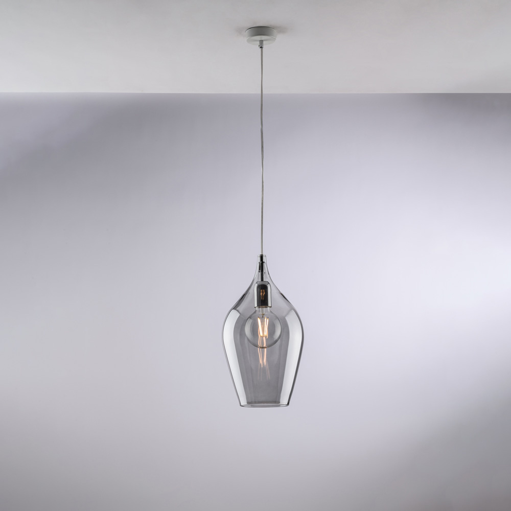 Ares Contemporary Araña Metal Gris Fumè 1 Luz E27