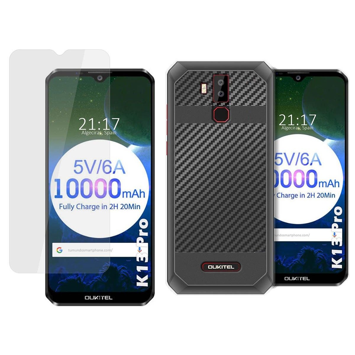 Tumundosmartphone Pack 2 En 1 Funda Gel Transparente + Protector Cristal Templado para Oukitel K13 Pro